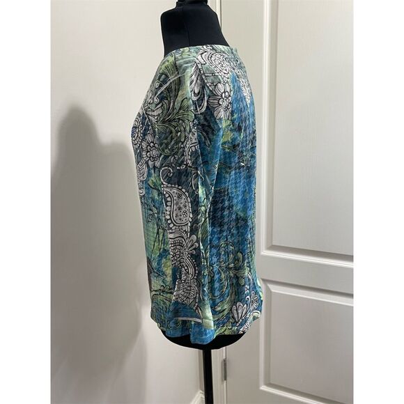 New Directions Women's Fitted Petite Top PXL 3/4 Sleeve hummingbird design - Picture 2 of 10